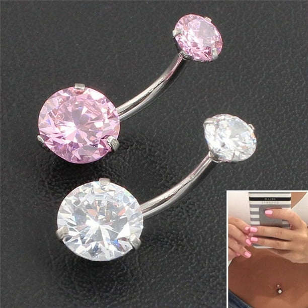 Surgical Steel Navel Rings Crystal Belly Button Ring Bar Piercing Jewelry Beauty 